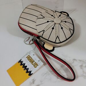NWT Peanuts Charlie Brown Wristlet - Cream & Black Baseball Cap w/ Red Trim